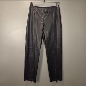 Karl Lagerfeld Faux Leather Pants Ankle Zipper Biker Moto, Women's Size 4, Black
